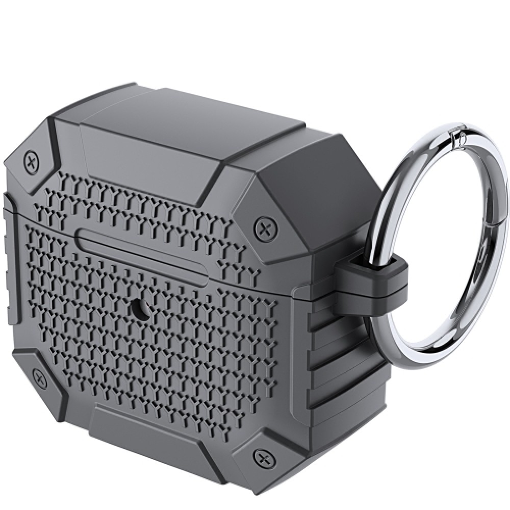 Θήκη shockproof armor με μπρελόκ για AirPods 4 Grey