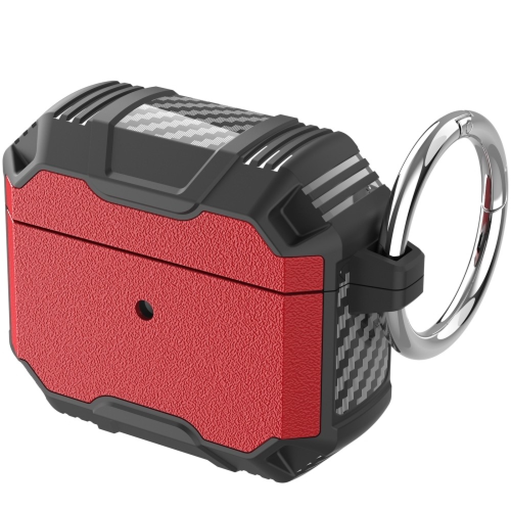 Θήκη shockproof με μπρελόκ για AirPods 4 Red + Black