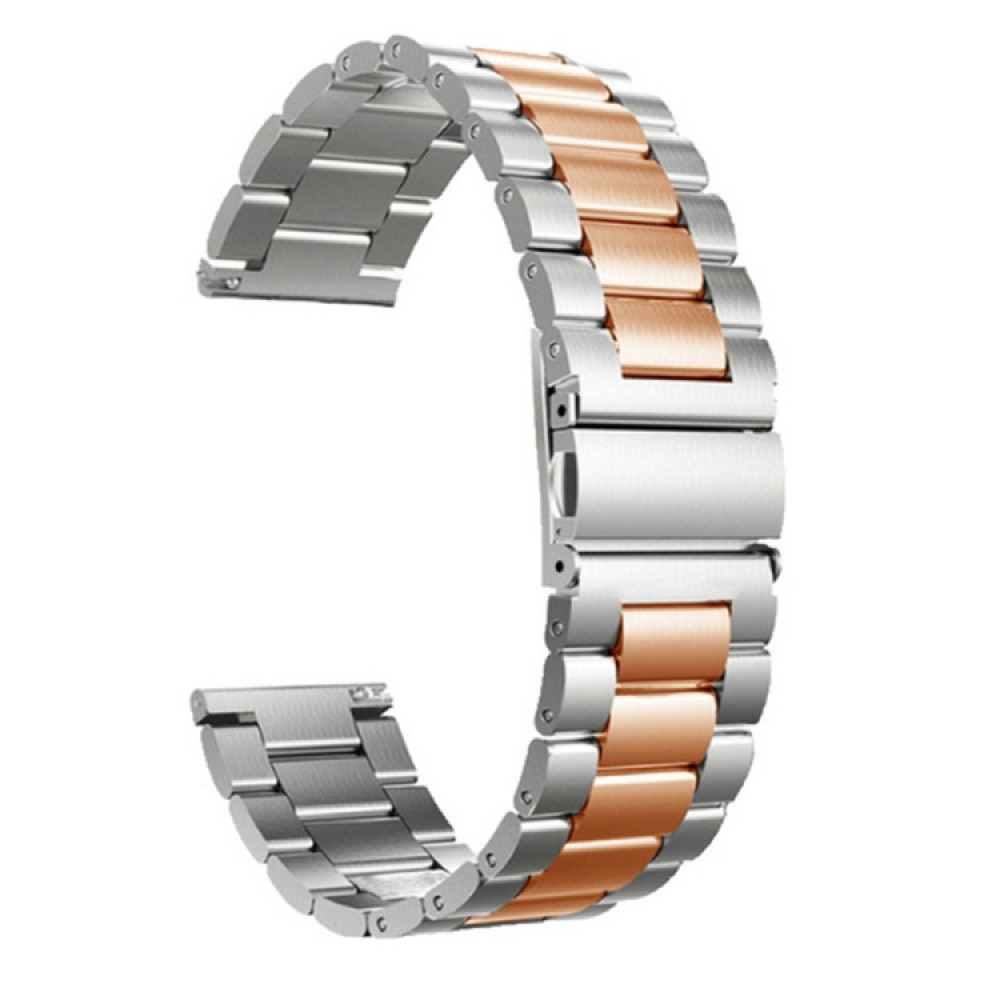 Mεταλλικό Λουράκι Stainless Steel Dual Color Για Το    Huawei Watch 4 (46mm) / Watch 4 Pro (48mm) Silver /Rose Gold