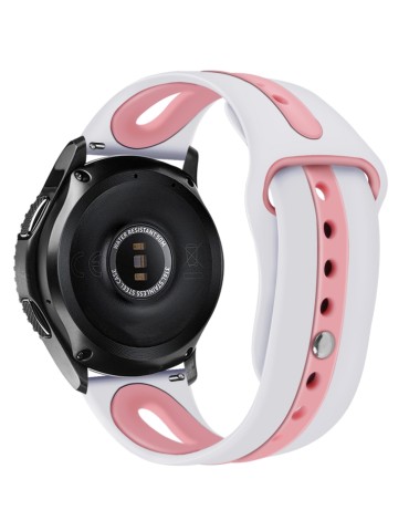 Λουράκι σιλικόνης dual color με εσωτερικό κούμπωμα για το Galaxy Watch 46mm/GEAR S3 CLASSIC / FRONTIER / Watch 3 (45mm) - White/ pink