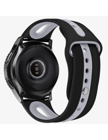 Λουράκι σιλικόνης dual color με εσωτερικό κούμπωμα για το Galaxy Watch 46mm/GEAR S3 CLASSIC / FRONTIER / Watch 3 (45mm) - Black/ Grey