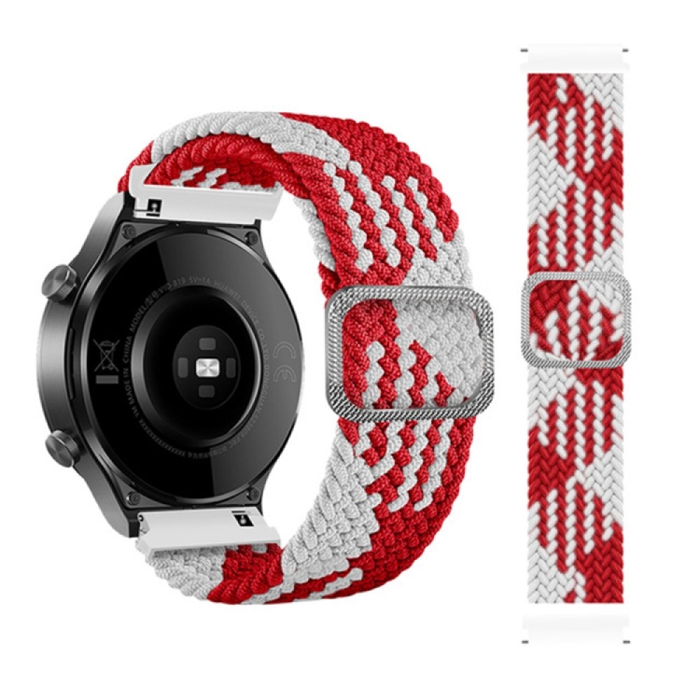 Nylon λουράκι Braided Rope για το Huawei Watch GT/GT 2 (46mm)/ GT 2e /GT Active/Honor Magic/Watch 2 Classic Red/ White