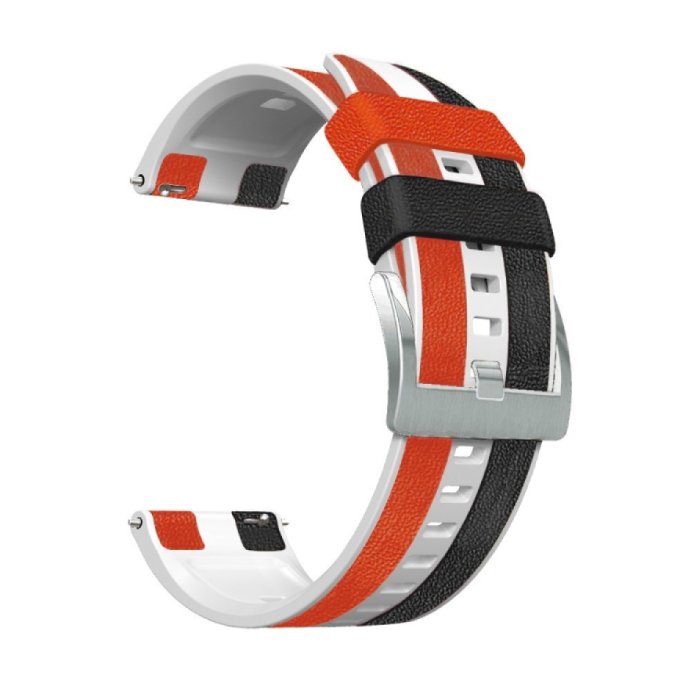 Λουράκι δερμάτινο-σιλικόνης για το  Realme Watch 2 / Watch 2 Pro / Watch S Pro  Black -White- Red
