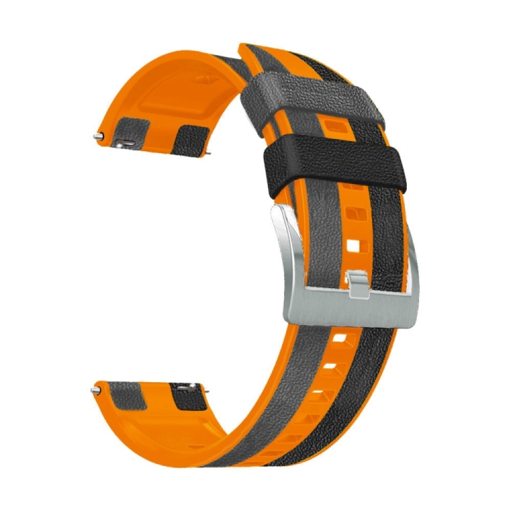 Λουράκι δερμάτινο-σιλικόνης για το  Realme Watch 2 / Watch 2 Pro / Watch S Pro  Black -Orange- Grey