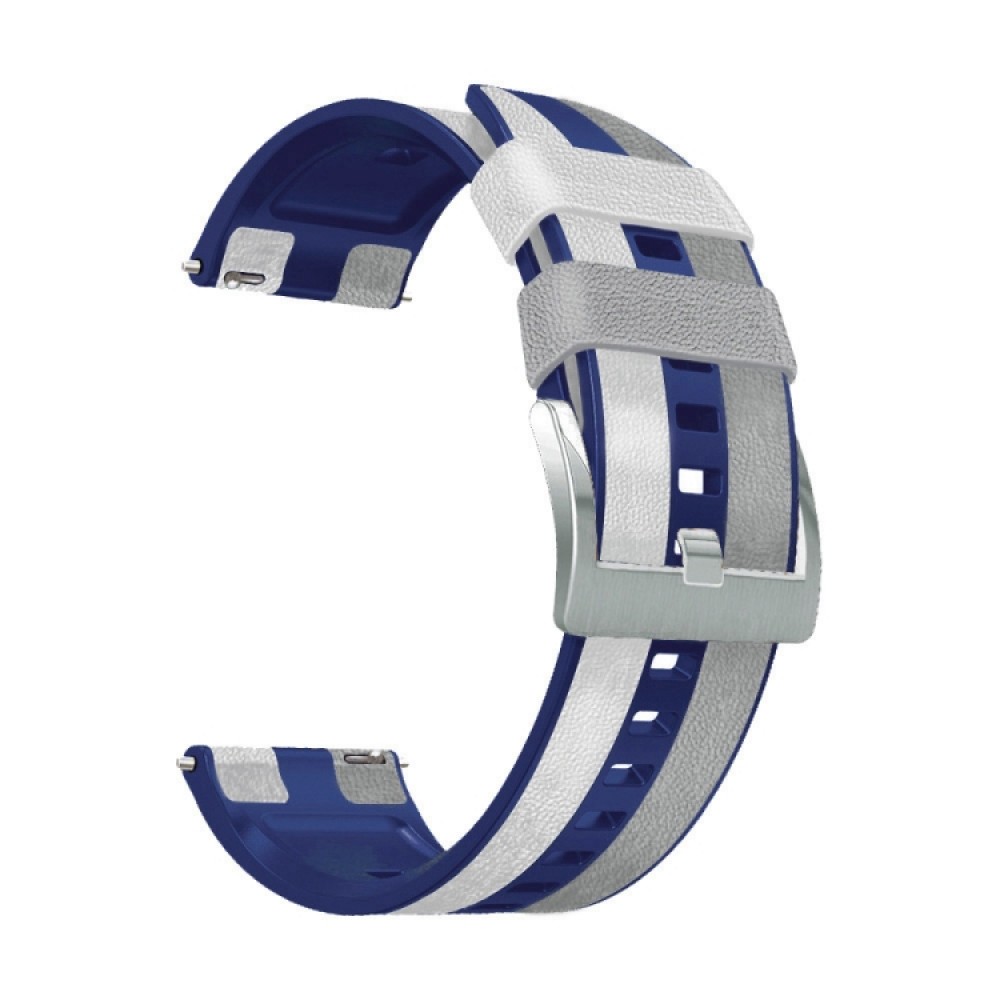Λουράκι δερμάτινο-σιλικόνης για το  Huawei Watch 3 (46mm) / Huawei watch 3 Pro (48mm) / Huawei Watch GT 2 Pro (47mm) / Honor GS Pro 48mm Grey -White- Blue
