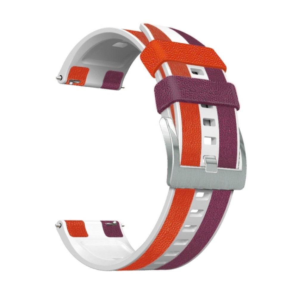 Λουράκι δερμάτινο-σιλικόνης για το  Galaxy Watch 46mm/GEAR S3 CLASSIC / FRONTIER / Watch 3 (45mm) Purple -White- Red