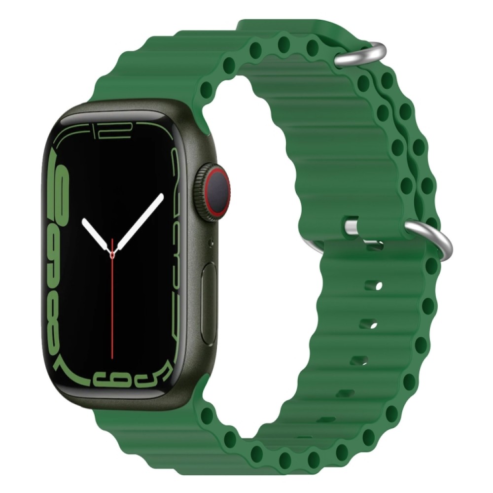 Λουράκι σιλικόνης wave pattern για το Apple Watch Series 8&7 41mm / SE 2&6&SE&5&4 40mm / 3&2&1 38mm (Alfalfa Grass)  