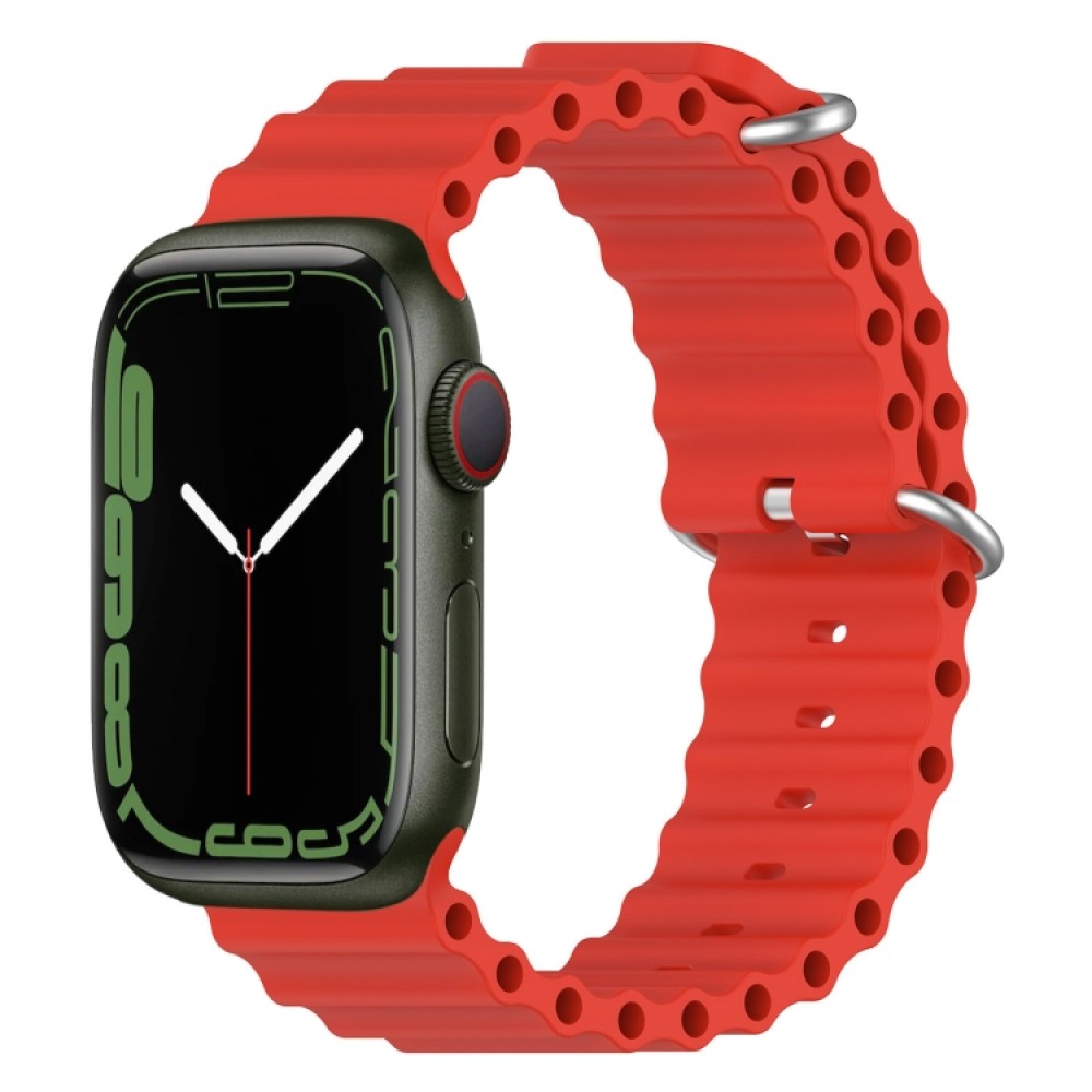 Λουράκι σιλικόνης wave pattern για το Apple Watch Series 8&7 41mm / SE 2&6&SE&5&4 40mm / 3&2&1 38mm (Red)  
