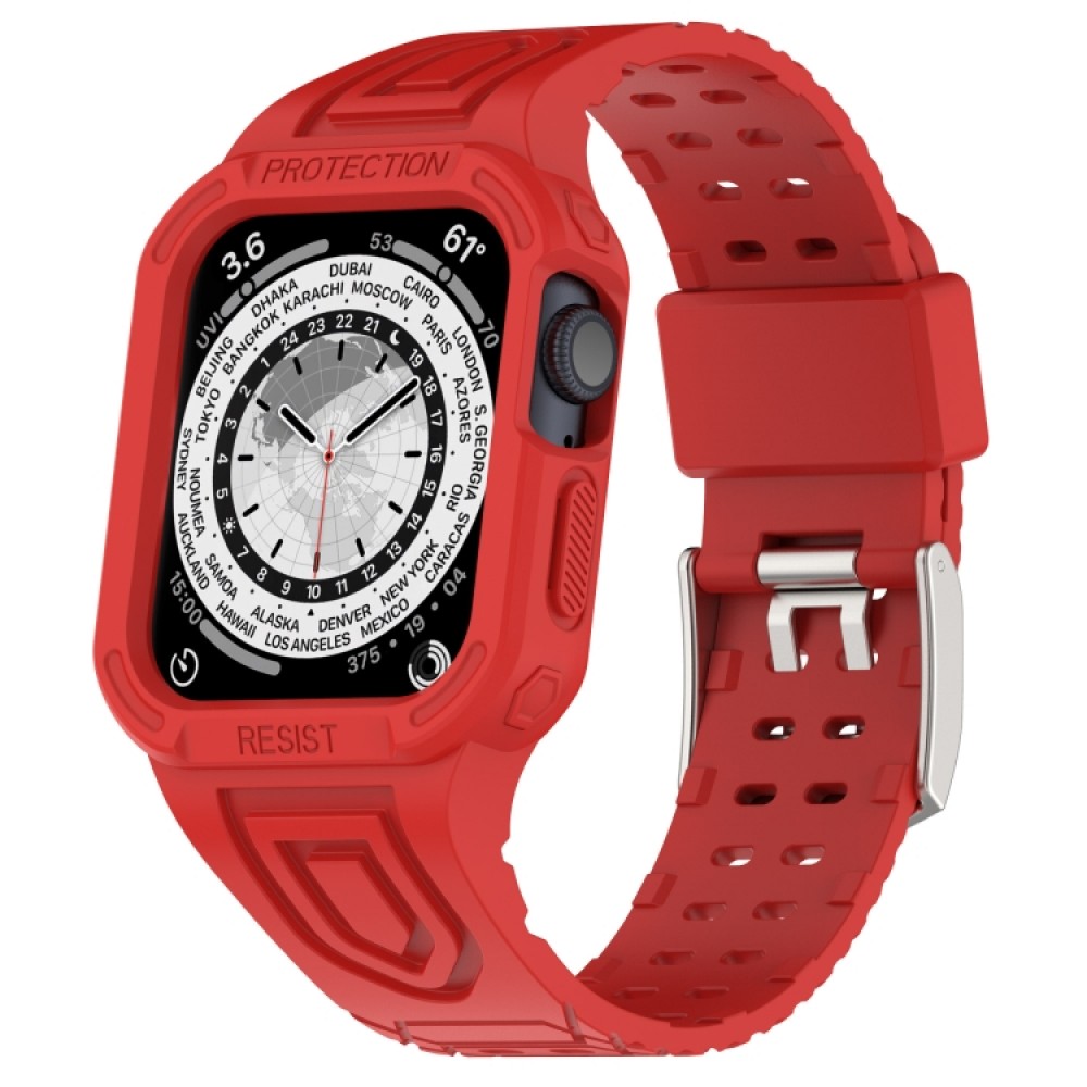 Λουράκι σιλικόνης με ενσωματωμένη θήκη προστασίας για το Apple Watch Series 8&7 41mm / SE 2&6&SE&5&4 40mm /
3&2&1 38mm(Red)  