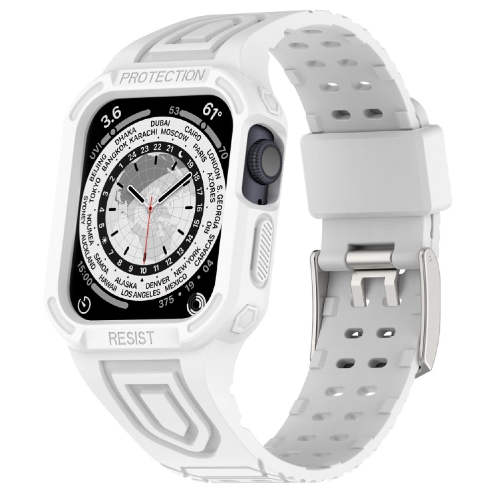 Λουράκι σιλικόνης με ενσωματωμένη θήκη προστασίας για το  Apple Watch Series 8&7 45mm / SE 2&6&SE&5&4 44mm / 3&2&1 42mm(White)  