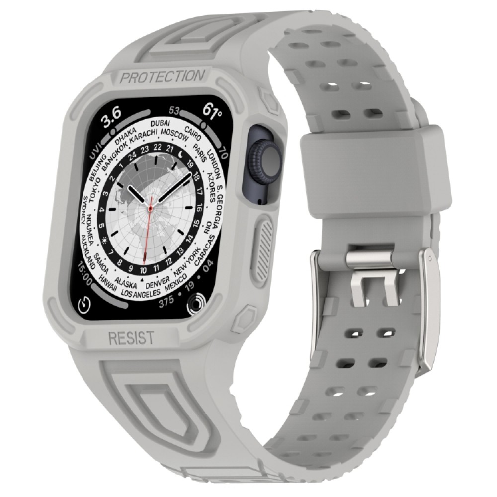 Λουράκι σιλικόνης με ενσωματωμένη θήκη προστασίας για το Apple Watch Series 8&7 45mm / SE 2&6&SE&5&4 44mm / 3&2&1 42mm(Grey)  