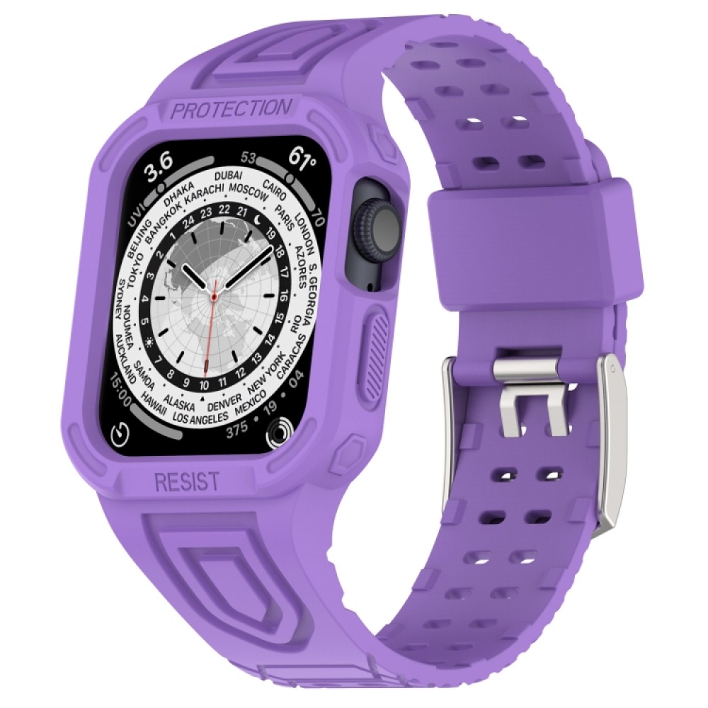 Λουράκι σιλικόνης με ενσωματωμένη θήκη προστασίας για το Apple Watch Series 8&7 45mm / SE 2&6&SE&5&4 44mm / 3&2&1 42mm(Purple)  