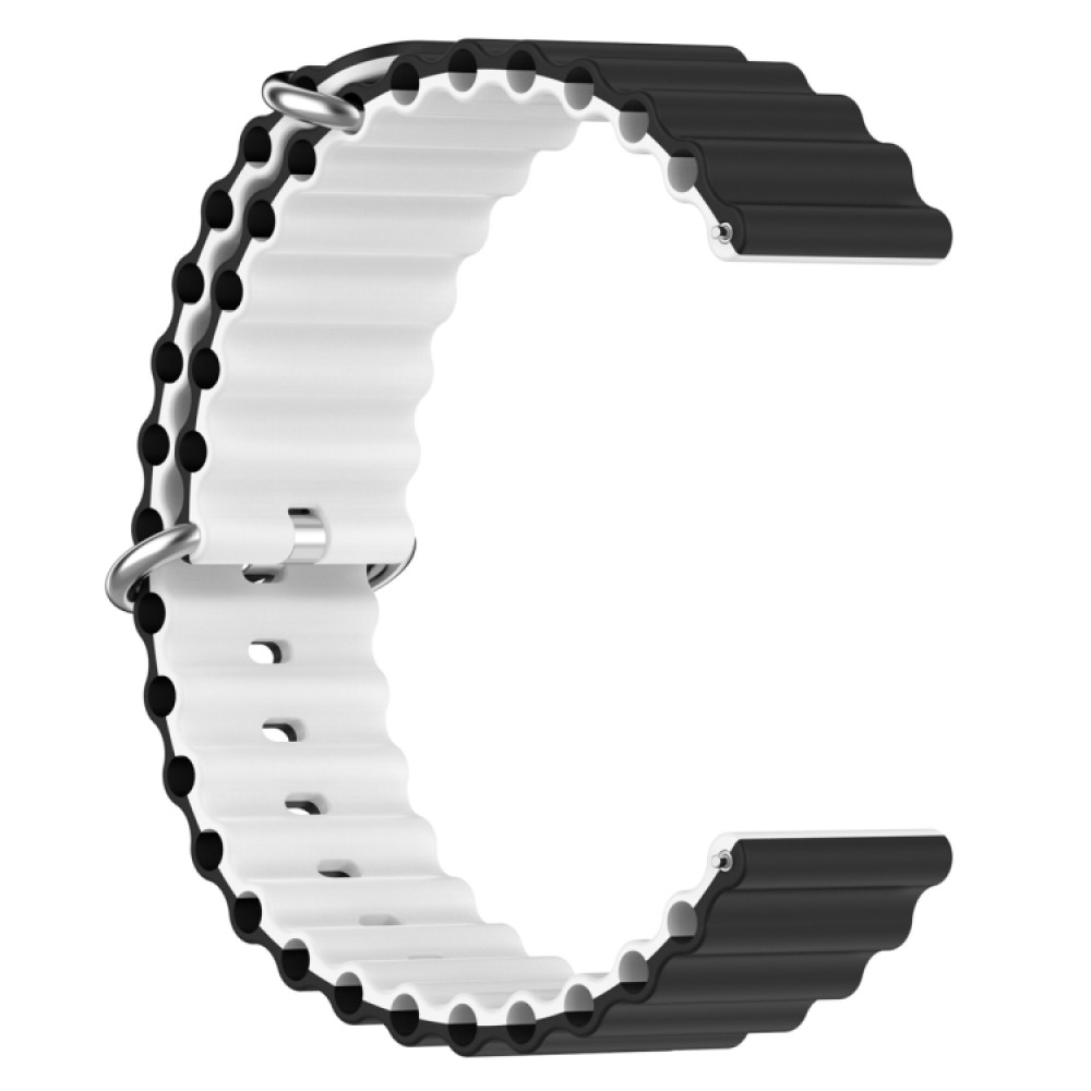 Λουράκι σιλικόνης δίχρωμο wave pattern για το  Garmin Forerunner 245 - (Black White)