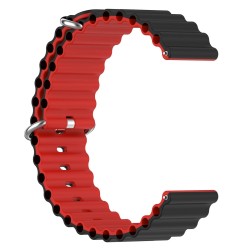 Λουράκι σιλικόνης δίχρωμο wave pattern για το  Haylou RT LS05S 45mm / RT2 LS10 46mm / RS3 LS04 / GST (LS09B)  (Black Red)