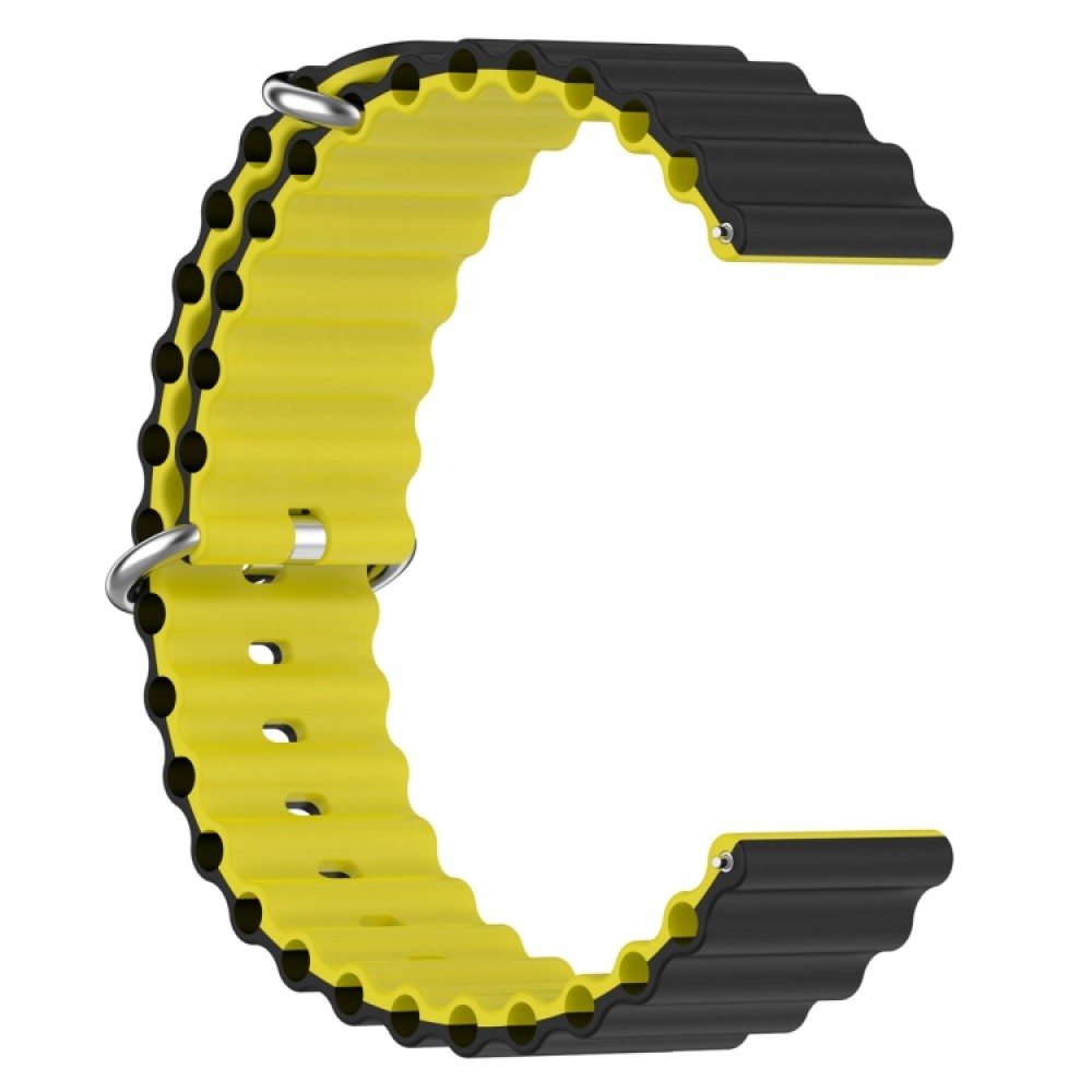 Λουράκι σιλικόνης δίχρωμο wave pattern για το  Garmin Venu 2 plus (Black Yellow)