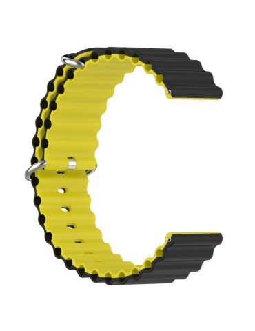 Λουράκι σιλικόνης δίχρωμο wave pattern για το  Amazfit GTR 2e 46mm/ GTR 46mm (Black Yellow)