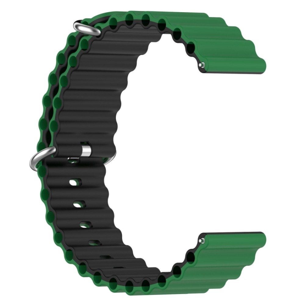 Λουράκι σιλικόνης δίχρωμο wave pattern για το  Garmin Venu 2 plus (Green Black)