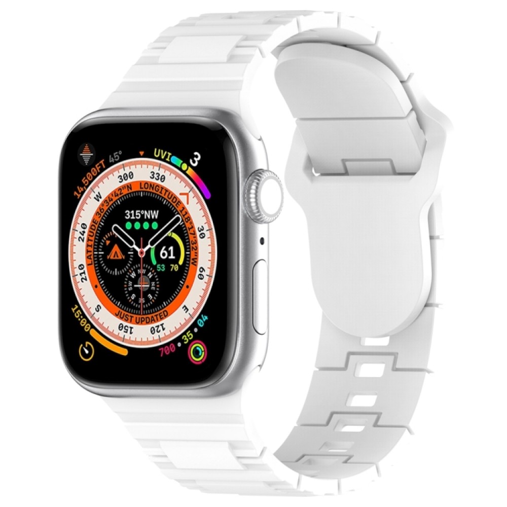 Λουράκι σιλικόνης square pattern για το  Apple Watch Series 8&7 41mm / SE 2&6&SE&5&4 40mm / 3&2&1 38mm (White)