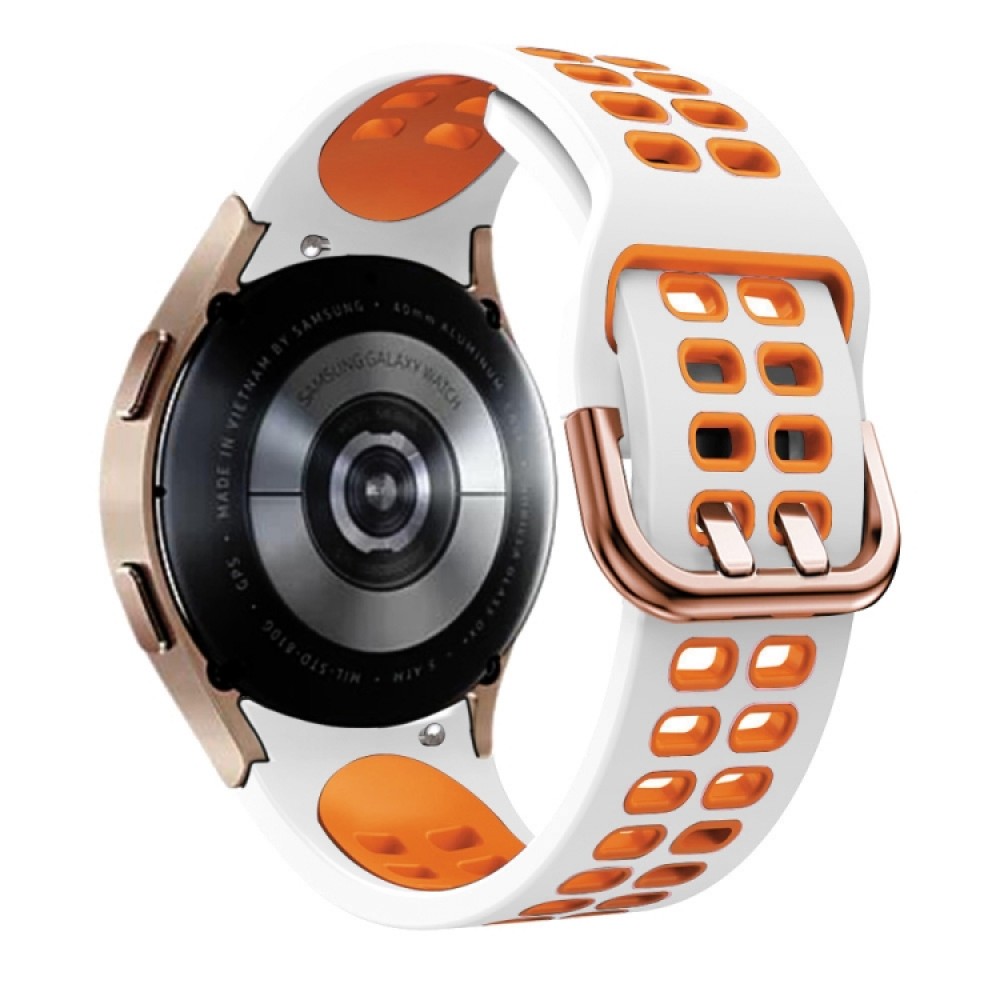 Λουράκι σιλικόνης dual-color με τρύπες για το Samsung Galaxy Watch 4 (40mm)/(44mm) / Samsung Galaxy Watch 4 classic (42mm) /(46mm) (White+Orange)