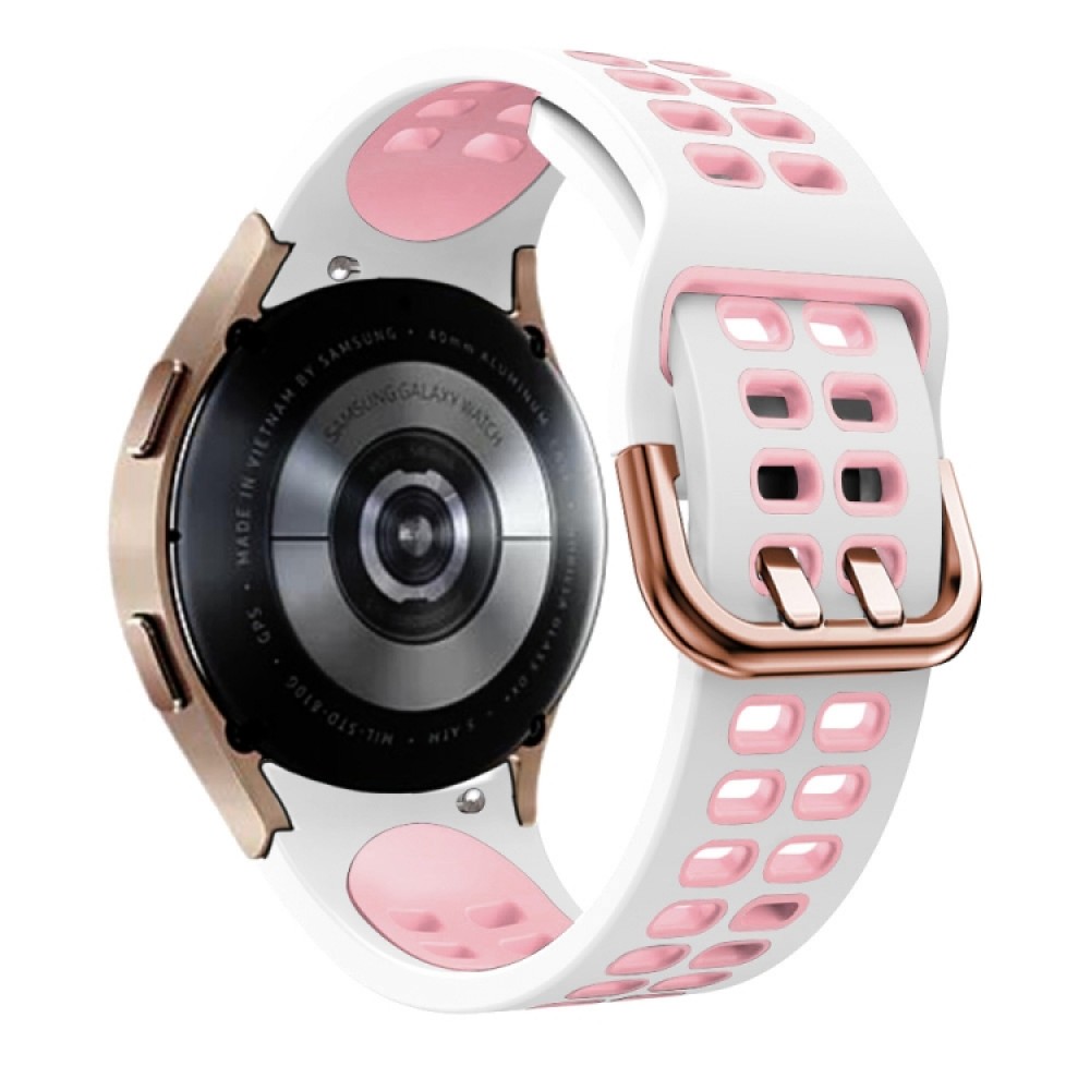 Λουράκι σιλικόνης dual-color με τρύπες για το Samsung Galaxy Watch 4 (40mm)/(44mm) / Samsung Galaxy Watch 4 classic (42mm) /(46mm) (White+Pink)