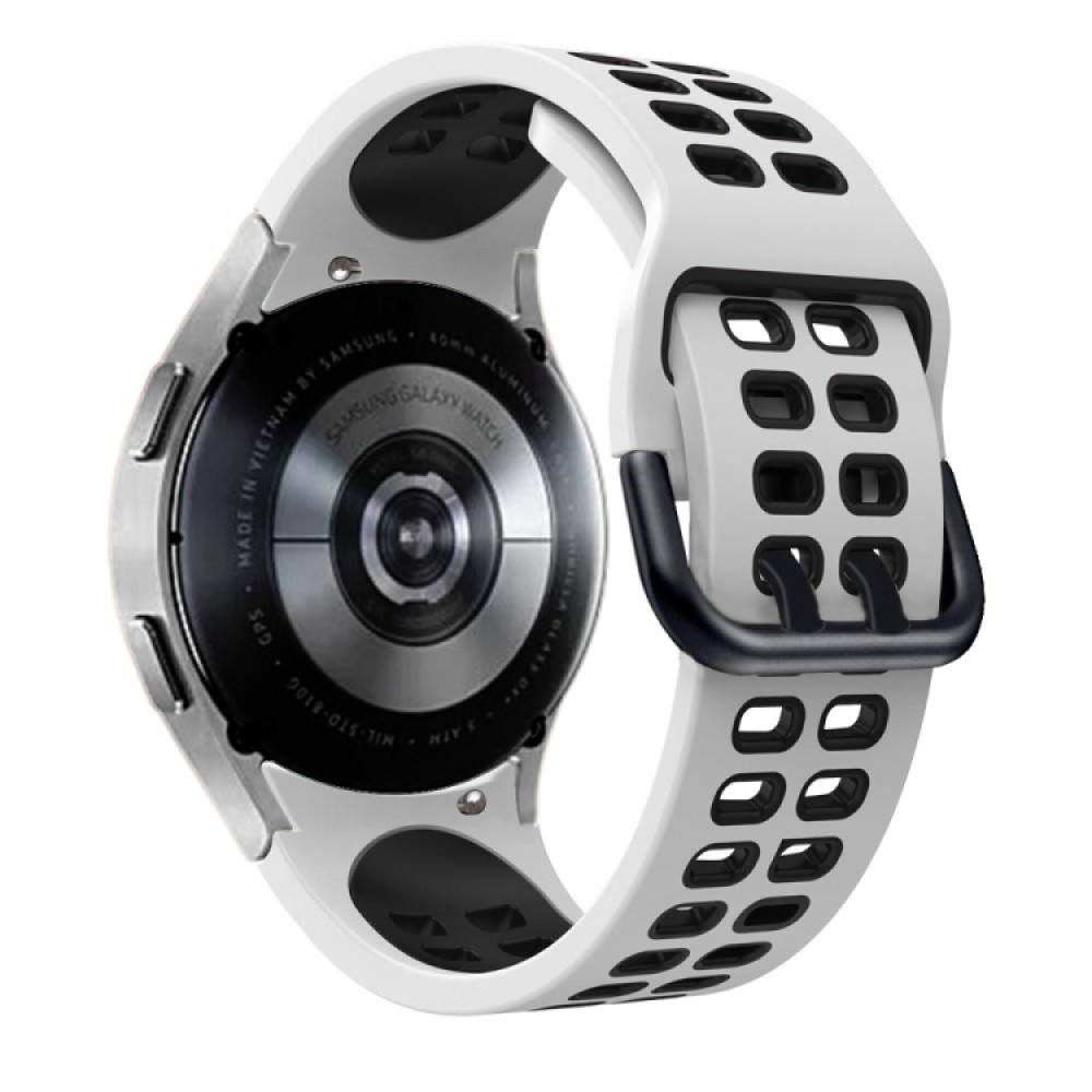 Λουράκι σιλικόνης dual-color με τρύπες για το Samsung Galaxy Watch 4 (40mm)/(44mm) / Samsung Galaxy Watch 4 classic (42mm) /(46mm) (White+Black)