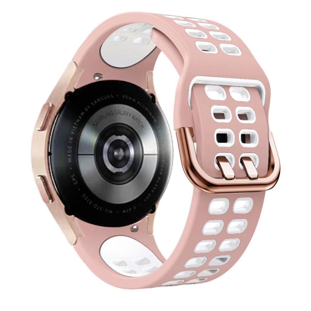 Λουράκι σιλικόνης dual-color με τρύπες για το Samsung Galaxy Watch 4 (40mm)/(44mm) / Samsung Galaxy Watch 4 classic (42mm) /(46mm) (Pink+White)