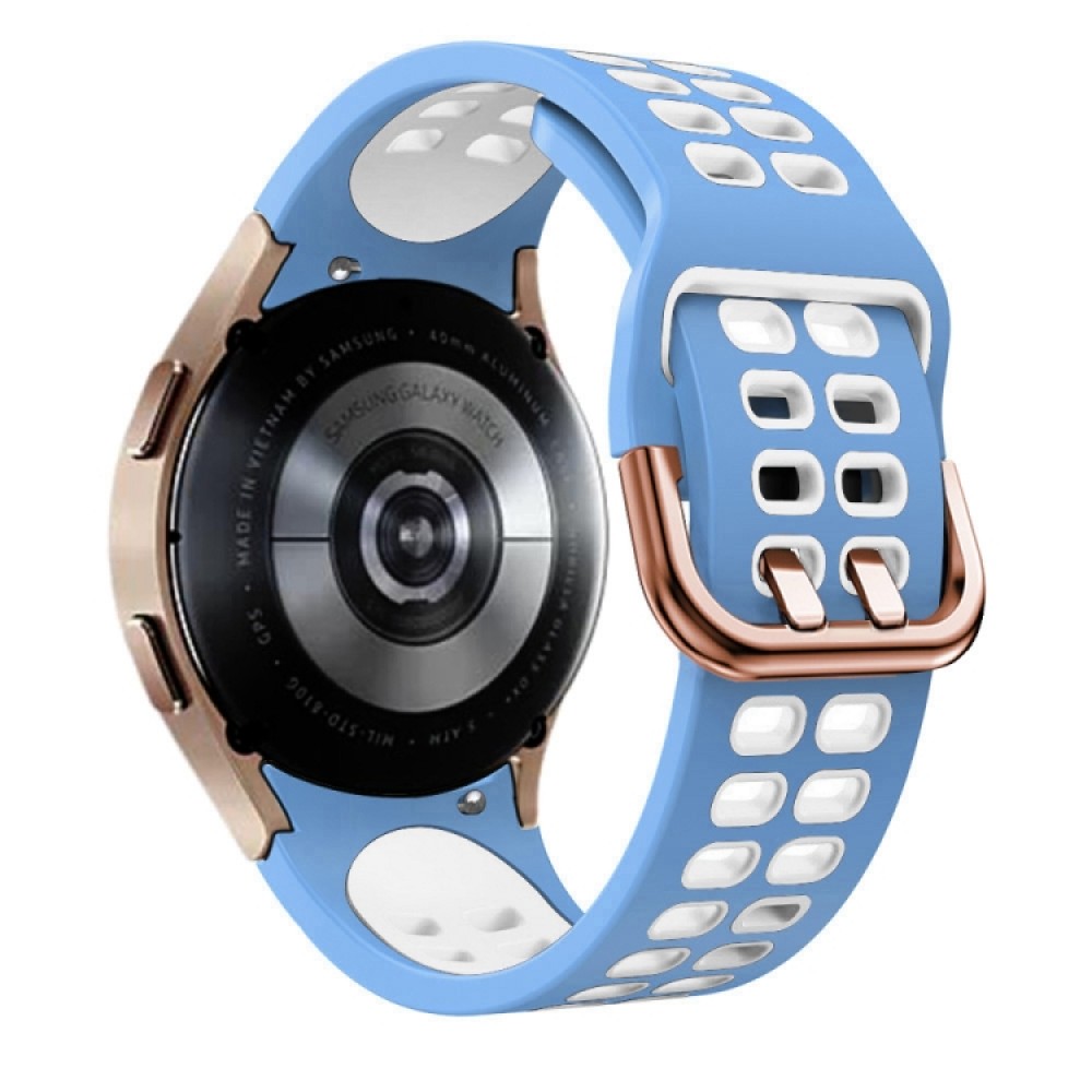 Λουράκι σιλικόνης dual-color με τρύπες για το Samsung Galaxy Watch 4 (40mm)/(44mm) / Samsung Galaxy Watch 4 classic (42mm) /(46mm) (Light Blue+White)