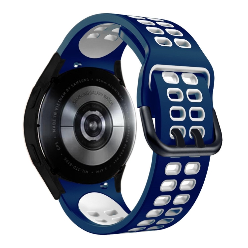 Λουράκι σιλικόνης dual-color με τρύπες για το Samsung Galaxy Watch 4 (40mm)/(44mm) / Samsung Galaxy Watch 4 classic (42mm) /(46mm) (Midnight Blue+White)