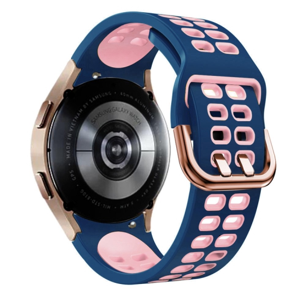 Λουράκι σιλικόνης dual-color με τρύπες για το Samsung Galaxy Watch 4 (40mm)/(44mm) / Samsung Galaxy Watch 4 classic (42mm) /(46mm) Midnight Blue+Pink)