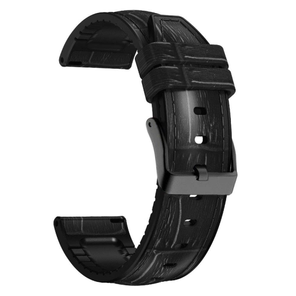 Δερμάτινο λουράκι Bamboo Joint Texture Silicone Leather για το Realme Watch 2 / Watch 2 Pro / Watch S Pro  (Black)