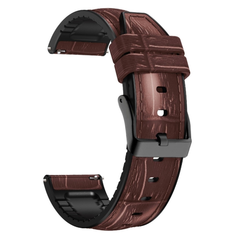 Δερμάτινο λουράκι Bamboo Joint Texture Silicone Leather για το Huawei Watch GT/GT 2 (46mm)/ GT 2e /GT Active/Honor Magic/Watch 2 Classic (Dark Brown)