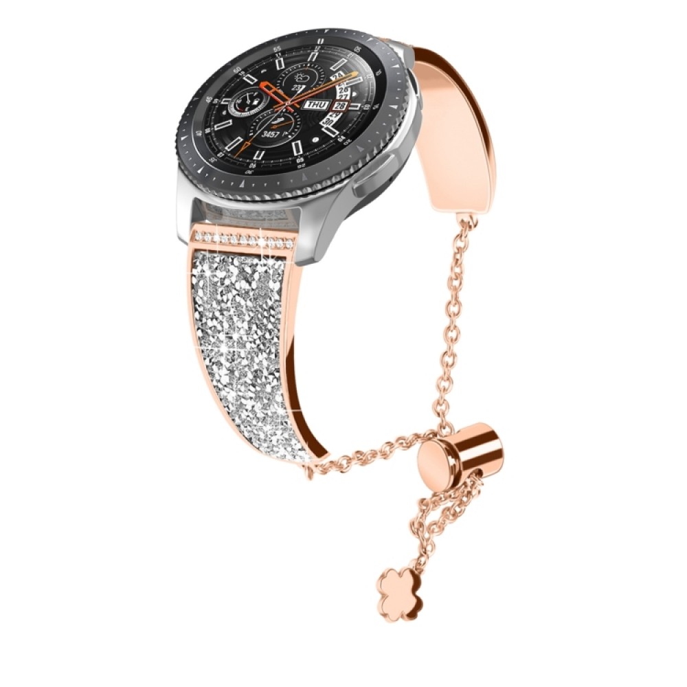 Μεταλλικό λουράκι diamond pattern με μεταλλικό movable κλείσιμο για το Samsung Galaxy Watch 4 (40mm)/(44mm) / Samsung Galaxy Watch 4 classic (42mm) /(46mm) - (Rose Gold)