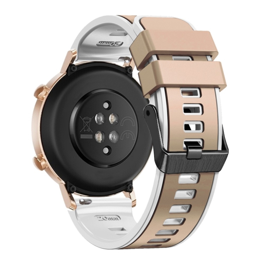 Λουράκι σιλικόνης δίχρωμο για το Huawei Watch GT 4 41MM (Khaki White) 