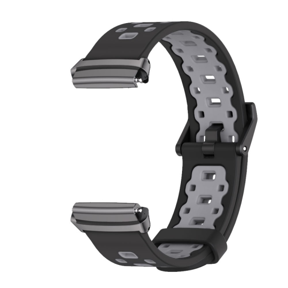 Λουράκι σιλικόνης δίχρωμο με μαύρο κούμπωμα για το Redmi Watch 3 Active (Black Grey)