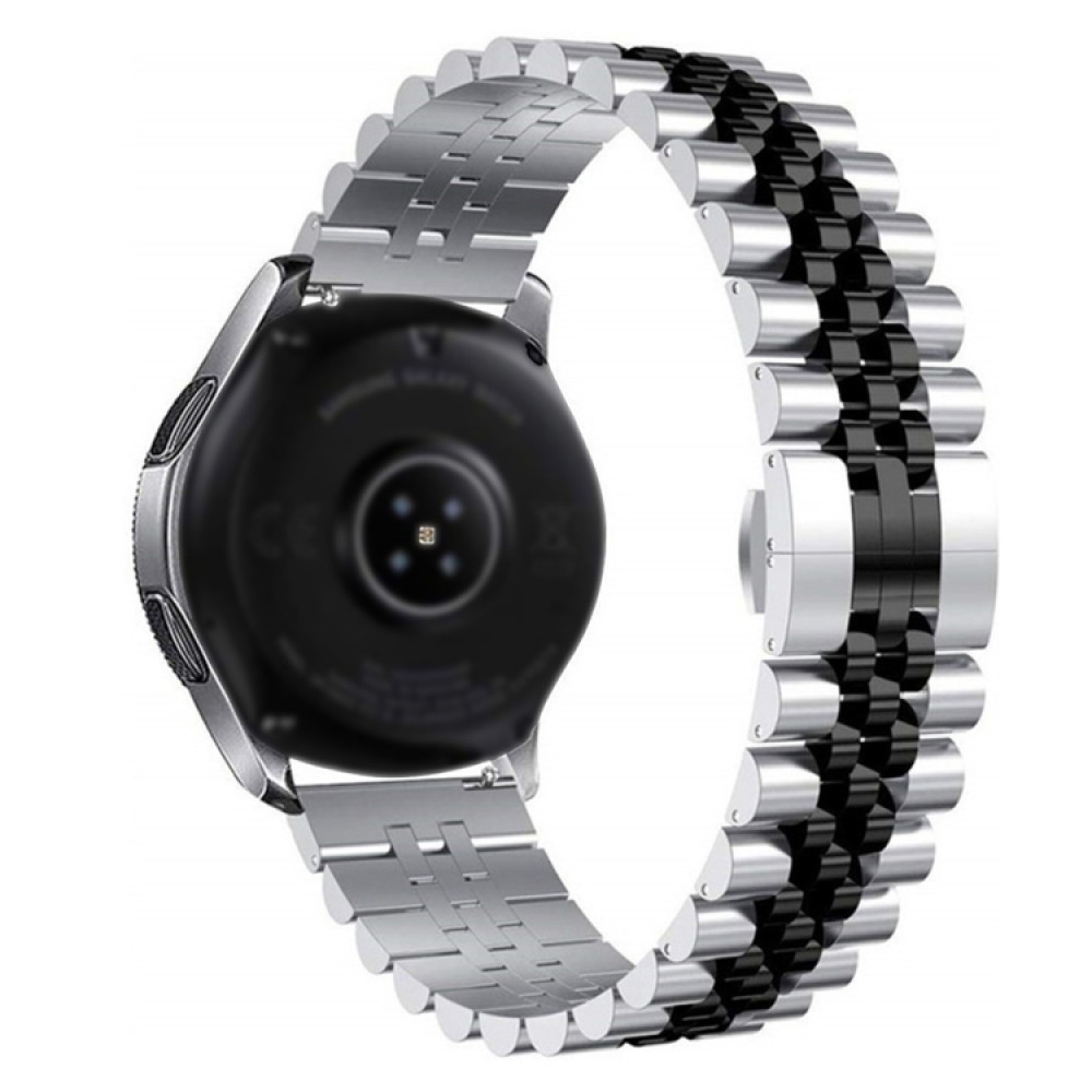 Μεταλλικό λουράκι stainless steel με πλέγμα για το  Samsung Galaxy Watch 4 (40mm)/(44mm) / Samsung Galaxy Watch 4 classic (42mm) /(46mm) - Silver/ Black