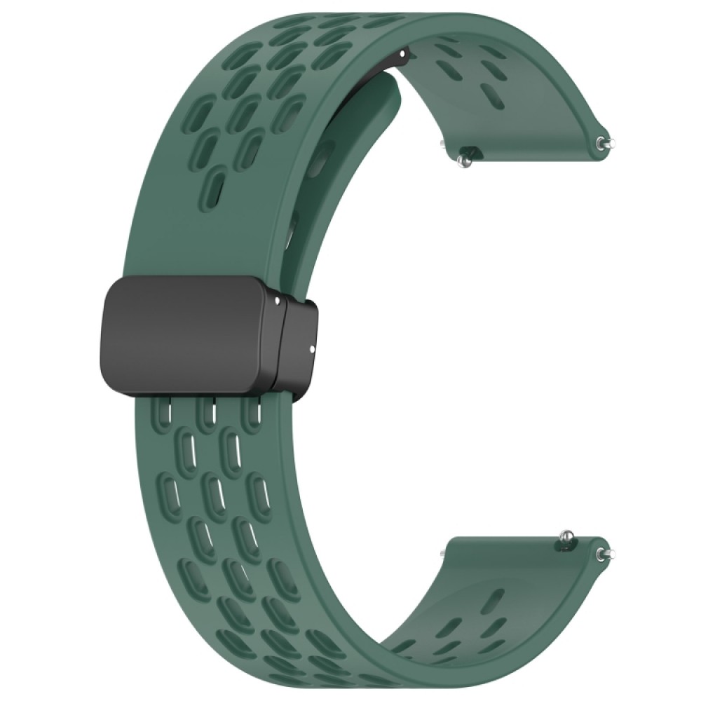 Λουράκι σιλικόνης με τρύπες και μαγνητικό κλείσιμο για το Huawei Watch GT 3 Pro Ceramic 43mm (Dark Green)