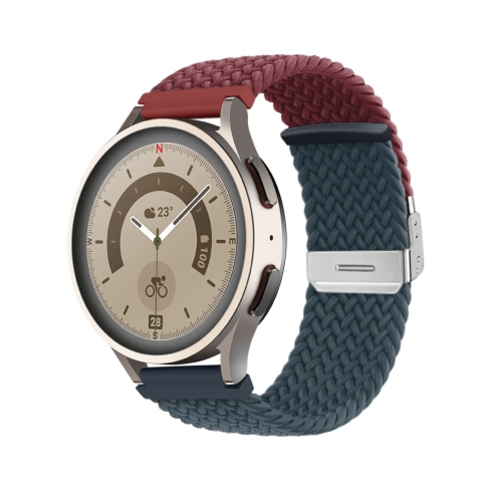 Λουράκι nylon με ασημί κούμπωμα για το Garmin approach S40 (Wine Red Blue) 