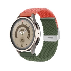 Λουράκι nylon με ασημί κούμπωμα για το Huawei Watch GT 3 Pro Titanium 46mm (Orange Green)