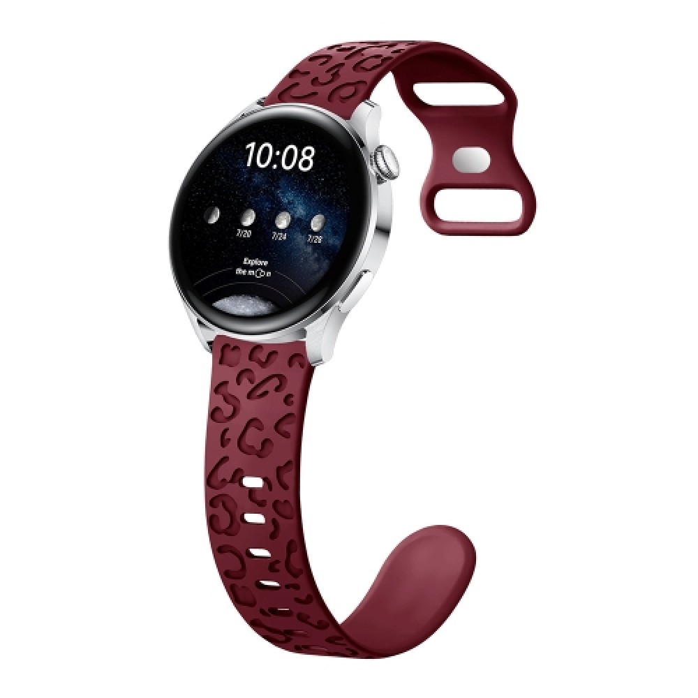 Λουράκι σιλικόνης Concave Leopard Print Butterfly για το Garmin approach S40 (Wine Red)