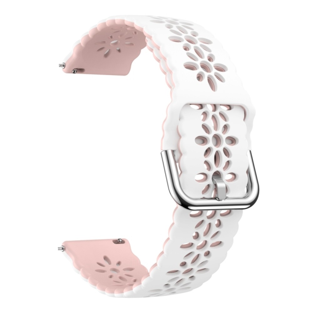 Λουράκι σιλικόνης flower pattern δίχρωμο για το Samsung Galaxy Watch 6 (40mm)/(44mm) / Samsung Galaxy Watch 6 classic (43mm)/(47mm) (White+Pink)