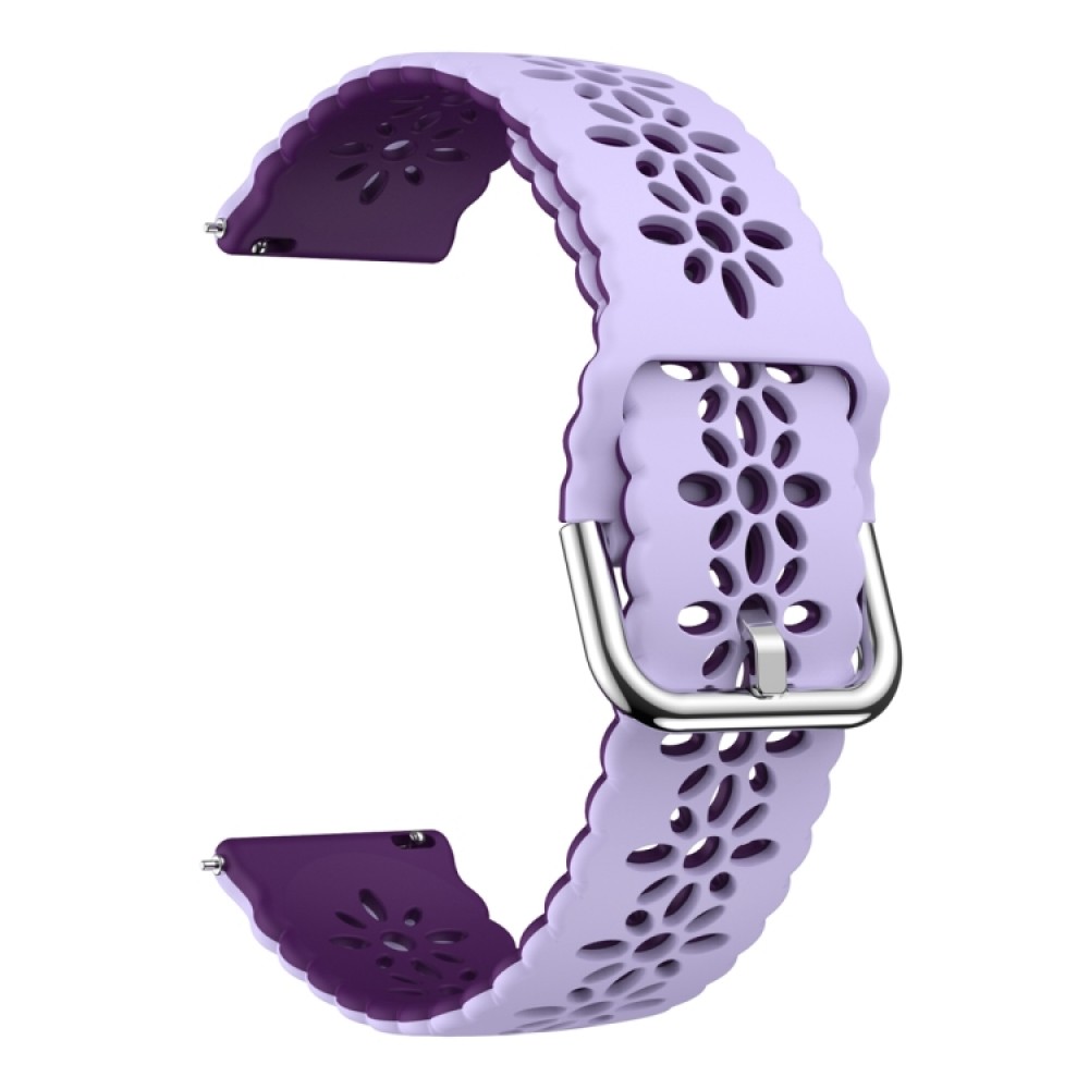 Λουράκι σιλικόνης flower pattern δίχρωμο για το Samsung Galaxy Watch 6 (40mm)/(44mm) / Samsung Galaxy Watch 6 classic (43mm)/(47mm) (Lilac+Deep Purple)