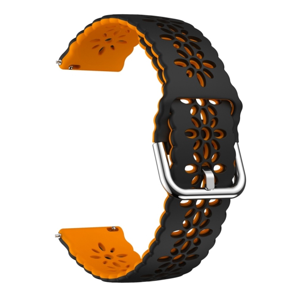 Λουράκι σιλικόνης flower pattern δίχρωμο για το Garmin approach S40 (Black+Orange)