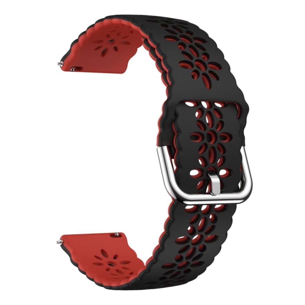 Λουράκι σιλικόνης flower pattern δίχρωμο για το Garmin Venu 2 plus (Black+Red)