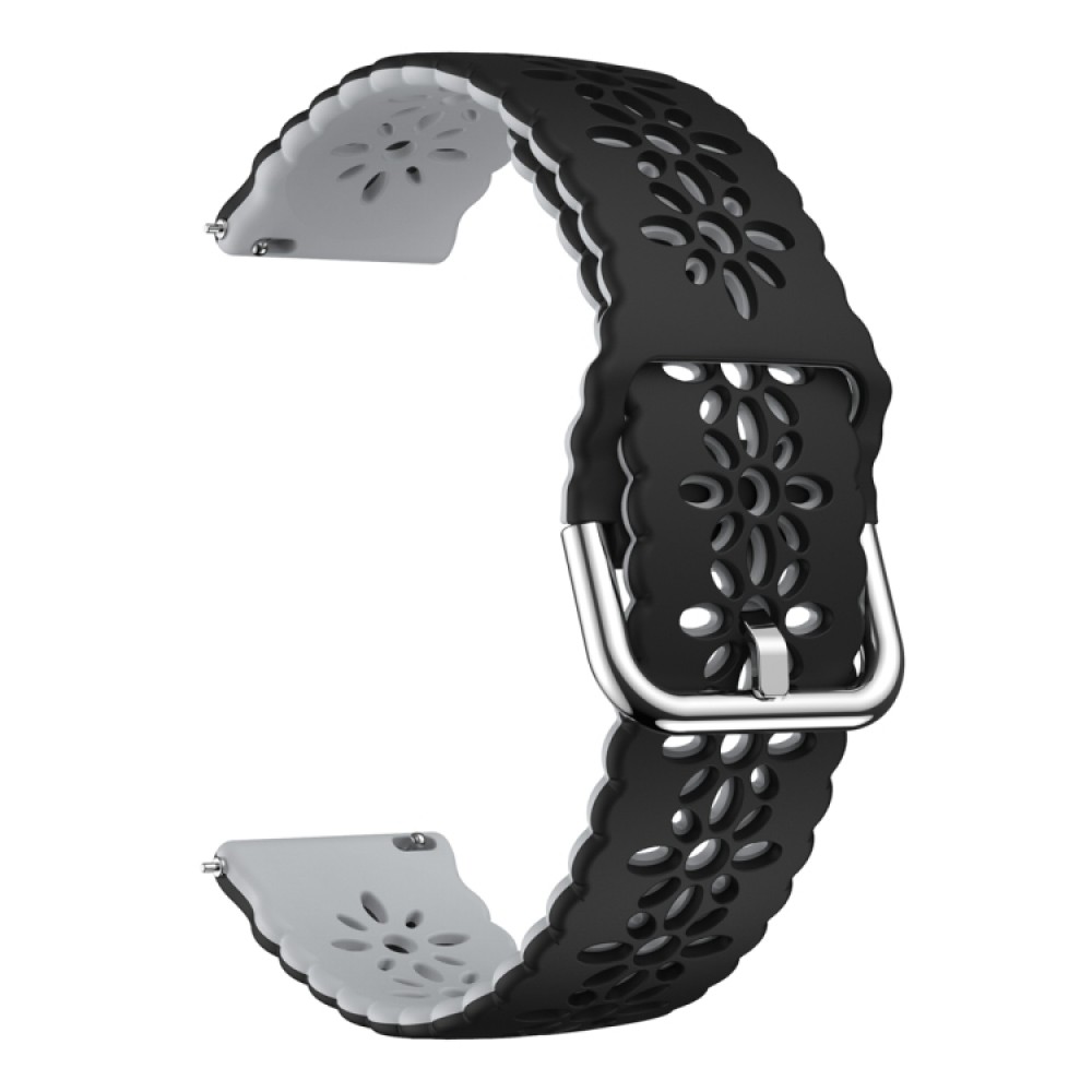 Λουράκι σιλικόνης flower pattern δίχρωμο για το Garmin Forerunner 245 (Black+Grey)