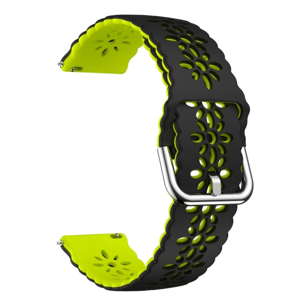 Λουράκι σιλικόνης flower pattern δίχρωμο για το Garmin approach S40 (Black+Fluorescent Green)