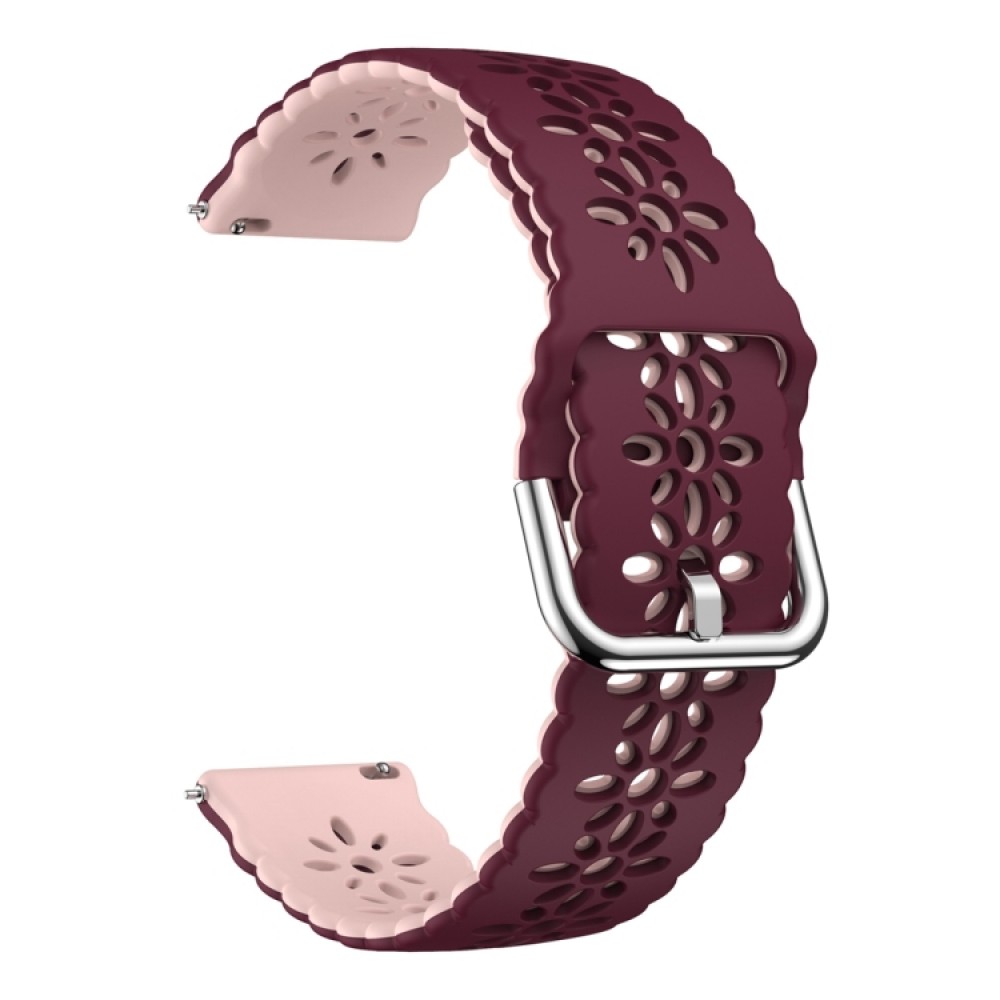 Λουράκι σιλικόνης flower pattern δίχρωμο για το Garmin Venu / Garmin Venu SQ (Wine Red+Pink)