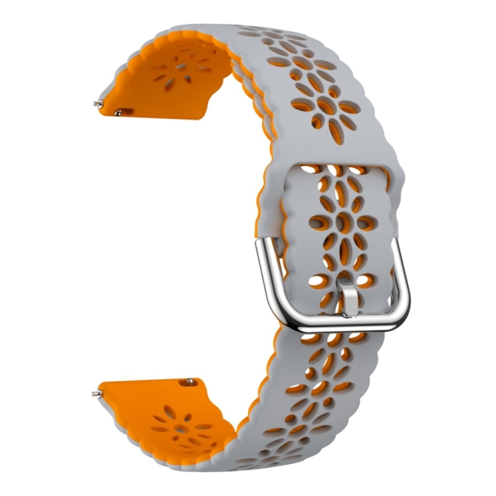 Λουράκι σιλικόνης flower pattern δίχρωμο για το Garmin Venu / Garmin Venu SQ (Light Grey+Orange)