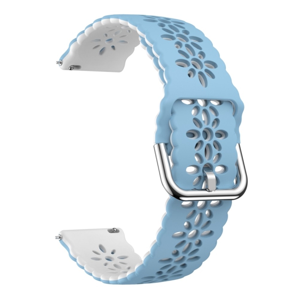 Λουράκι σιλικόνης flower pattern δίχρωμο για το Garmin Forerunner 245 (Light Blue+White)