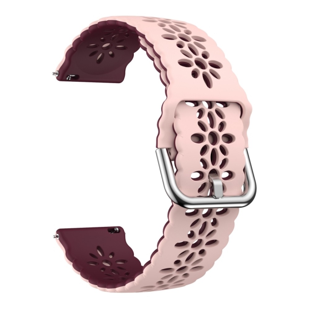 Λουράκι σιλικόνης flower pattern δίχρωμο για το Samsung Galaxy Watch 6 (40mm)/(44mm) / Samsung Galaxy Watch 6 classic (43mm)/(47mm) (Pink+Wine Red)