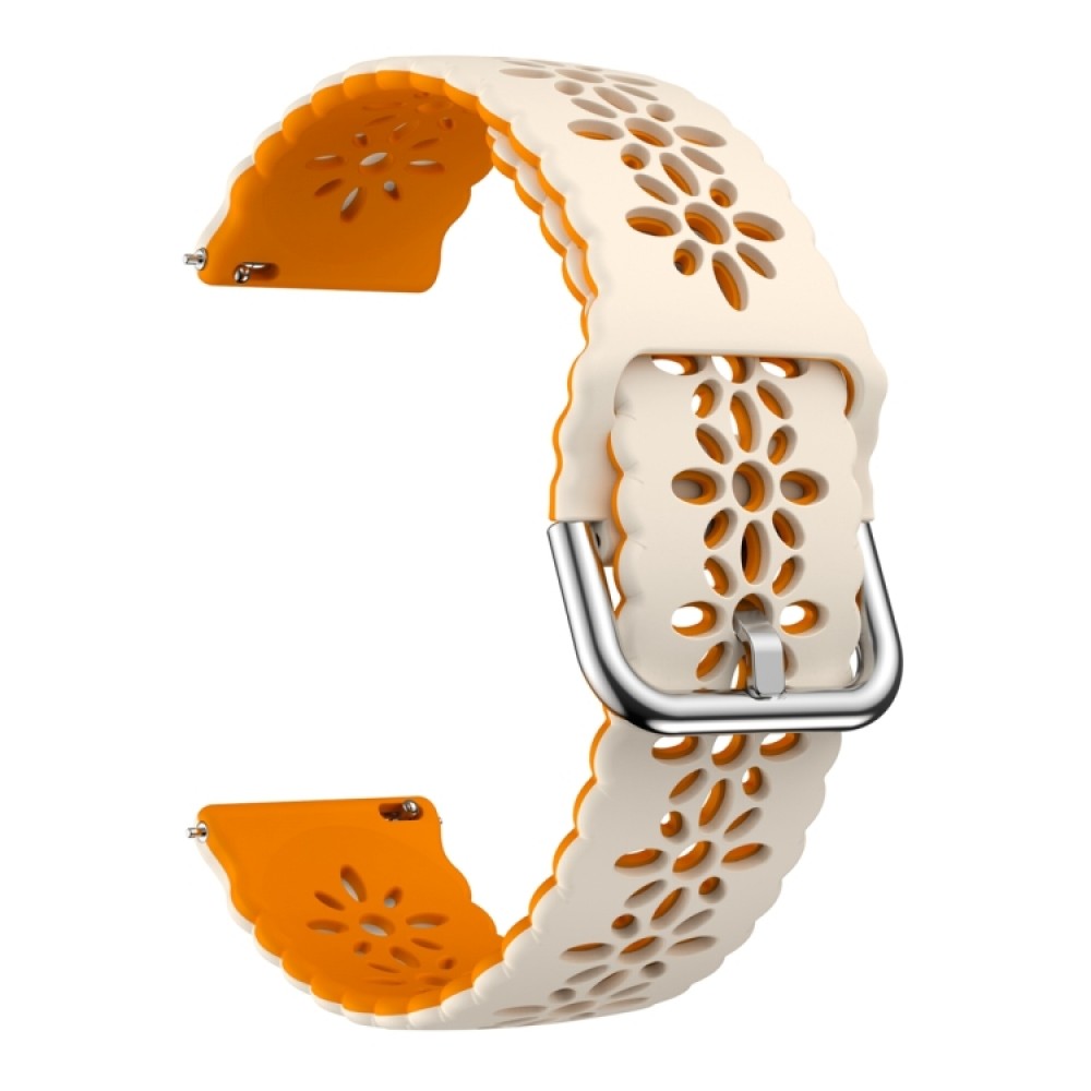 Λουράκι σιλικόνης flower pattern δίχρωμο για το Samsung Galaxy Watch 6 (40mm)/(44mm) / Samsung Galaxy Watch 6 classic (43mm)/(47mm) (Starlight+Orange)